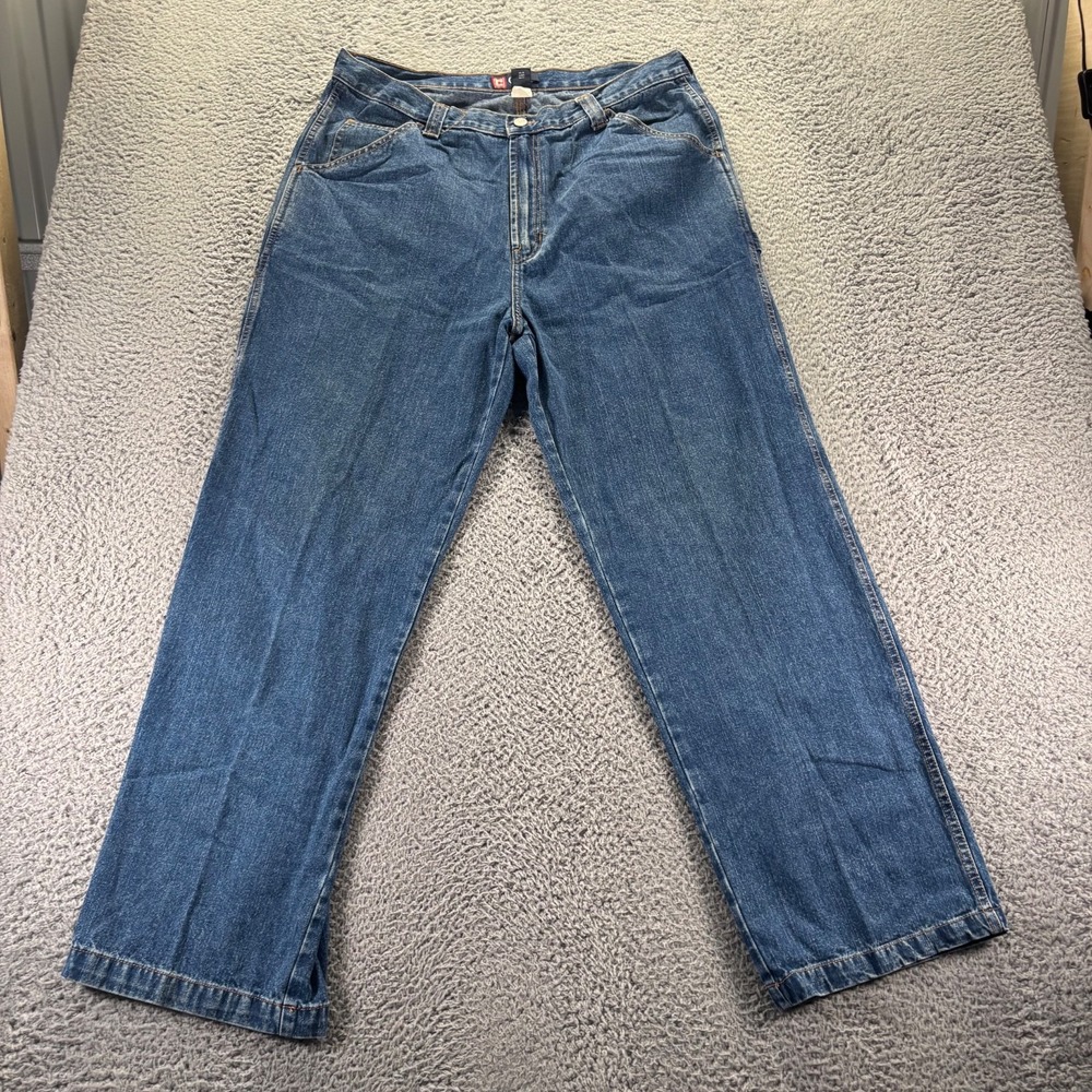 Vintage Chaps Jeans Mens 36x32 Blue Medium Wash Cotton Loose Carpenter Baggy